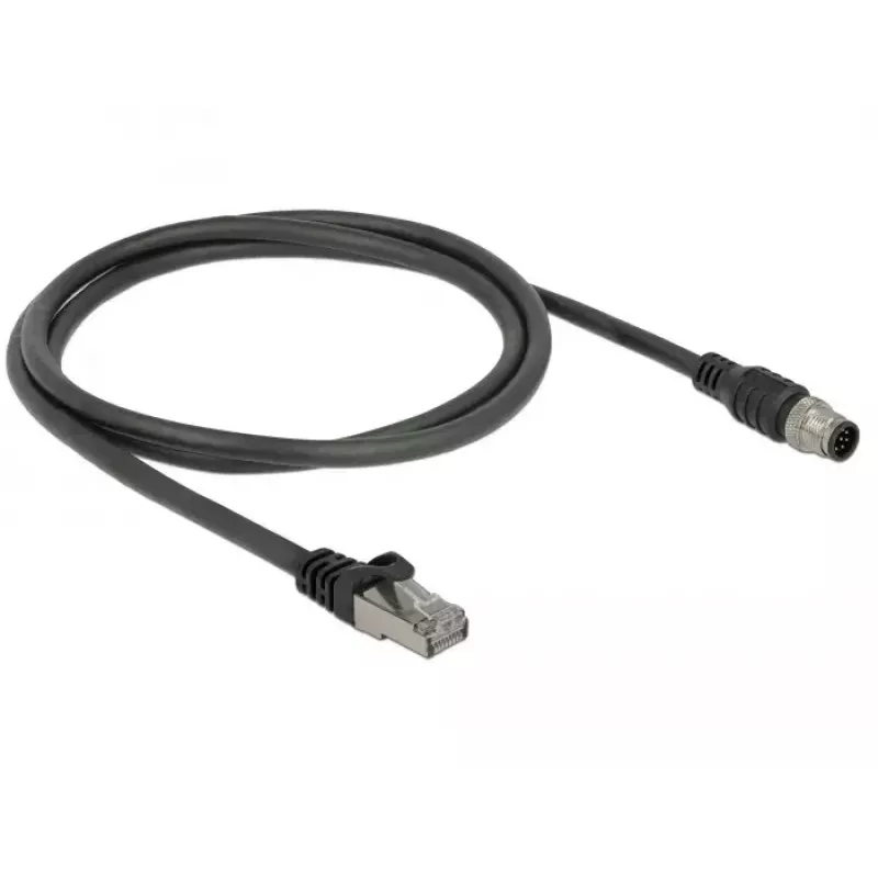 Tīkla kabelis DeLOCK 84922 RJ-45 M12 Cat5e 1 m Melns
