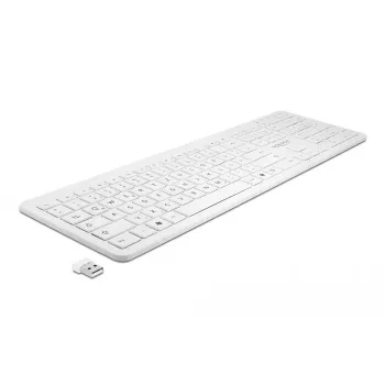 Bezvadu tastatūra DeLOCK 12014 RF Wireless QWERTZ vācu, balta