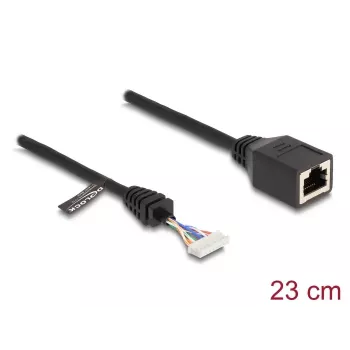 DeLOCK 88000 tīkla kabelis, RJ45 ligzda uz tapu galvenes sievieti, Cat5e, 0.23 m, melns