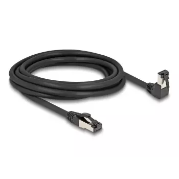 Tīkla kabelis DeLOCK RJ45 Cat.8.1 90° uz leju leņķveida / taisns 3 m melns