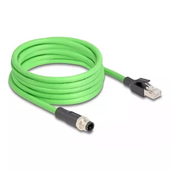 Tīkla kabelis DeLOCK M12 D-kodēts 4-pin vīriešu uz RJ45 vīriešu PUR (TPU) 2 m