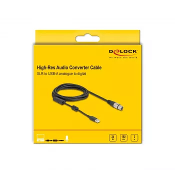 DeLOCK audio kabelis 3 m XLR 3-pin USB Type-A Melns Sudrabs 84178