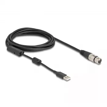 DeLOCK audio kabelis 3 m XLR 3-pin USB Type-A Melns Sudrabs 84178