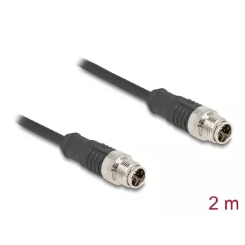 Tīkla kabelis DeLOCK M12 X-kodēts 8 kontaktu tēviņš-tēviņš Cat5e 2 m Melns