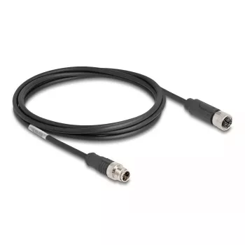 DeLOCK M12 tīkla kabelis X-coded 8 kontaktu tēviņš-mātīte Cat5e 2 m Melns