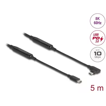 USB kabelis DeLOCK 81196 5m USB-C Melns 10 Gbit/s