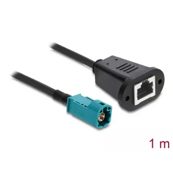 Koaksiālais kabelis DELOCK 90699 ar HSD Z uz RJ-45 savienotājiem, 1 m, melns/zils