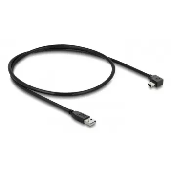 DELOCK USB 2.0 kabelis, Type-A (tēviņš) uz Mini-USB B (tēviņš) taisnleņķa, 1 m, melns
