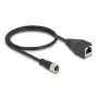 DeLOCK M12 adaptera kabelis D-kodēts 4 kontaktu sievišķais uz RJ45 sievišķo 50 cm