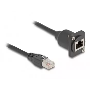 DeLOCK D-Type RJ45 kabeļa spraudnis uz ligzdu Cat.5e melns 20 cm