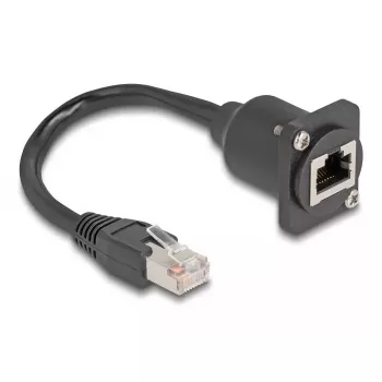 DeLOCK D-Type RJ45 kabeļa spraudnis uz ligzdu Cat.5e melns 20 cm