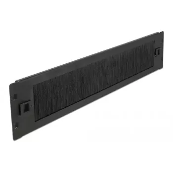 DeLOCK 19 inch kabeļu suku panelis, 2U, bezinstrumentu montāža, melns