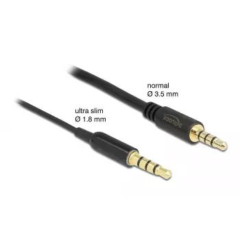 Audio pagarinātāja kabelis DeLOCK 66074 3.5 mm 4 kontaktu vīrietis-sieviete Ultra Slim 0.5 m melns