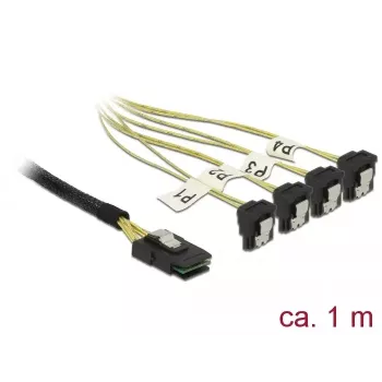 Iekšējais kabelis DeLOCK 85687 1 m Mini SAS SFF-8087 uz 4 SATA