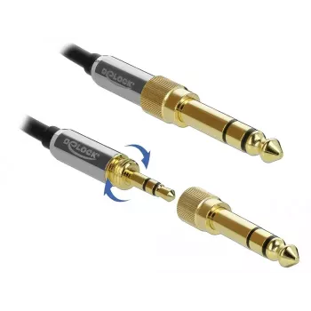 Audio kabelis DELOCK 85839 — 3.5 mm vīrietis uz 3.5 mm vīrietis, zeltīti kontakti, 5 m, AWG 28, melns