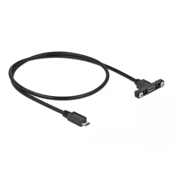 DeLOCK pagarinājuma kabelis USB 2.0 Micro-B sievišķais paneļmontāžas uz Micro-B vīrišķo 0,5 m