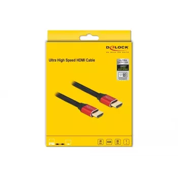 HDMI kabelis DeLOCK Ultra High Speed 48 Gbps 8K 60 Hz sarkans 1 m