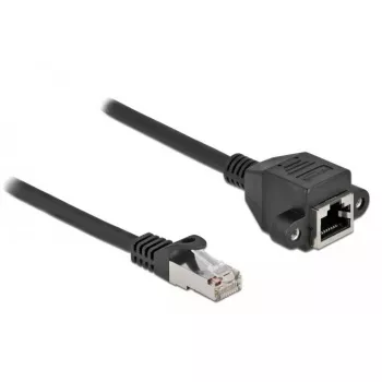 DeLOCK S/FTP RJ45 spraudnis uz RJ45 ligzdu Cat.6A 1 m melns 87001