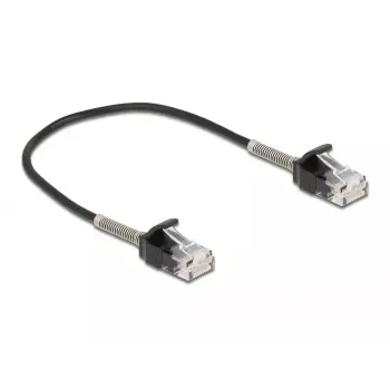 DeLOCK 87014 RJ45 vītā pāra kabelis ar lieces aizsardzību, 25 cm, Cat.6A, U/UTP, melns