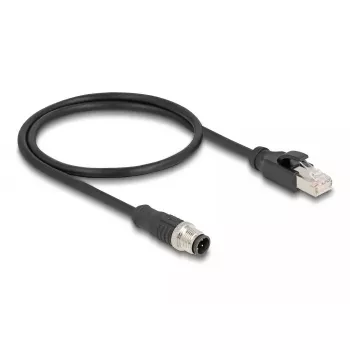 DeLOCK M12 adaptera kabelis D-kodēts 4 kontaktu vīrišķais uz RJ45 vīrišķo 50 cm