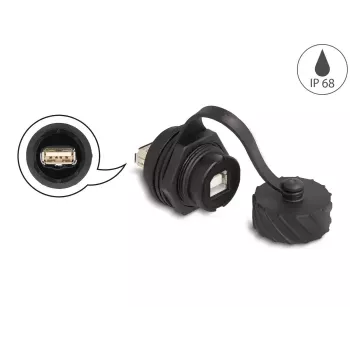 DeLOCK USB 2.0 savienotājs Type-B ligzda uz Type-A ligzdu IP68 melns