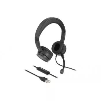 DeLOCK USB Stereo austiņas ar vadu un tālvadības pulti