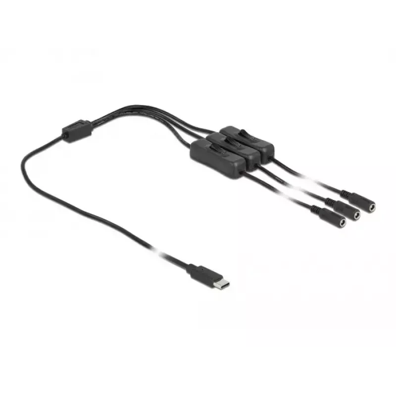 DeLOCK USB Type-C vīriešu uz 3 x DC 5.5 x 2.1 mm sieviešu kabelis 86801