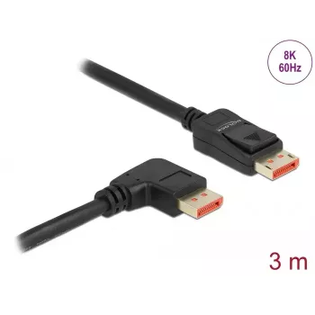 DisplayPort kabelis DeLOCK 8K 60 Hz 3 m taisns vīrišķais uz 90° leņķa vīrišķo
