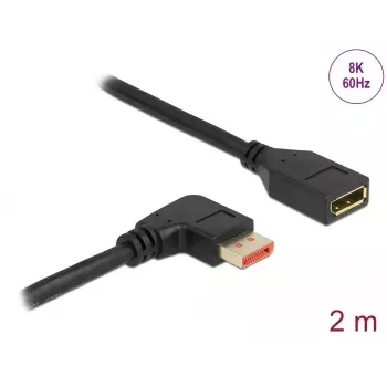 DeLOCK 87078 DisplayPort pagarinātājkabelis 2m 8K 60Hz taisnā leņķa