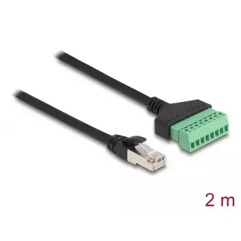 DeLOCK RJ45 kabelis Cat.6 spraudnis uz spaiļu bloku adapteri 2 m Melns Zaļš