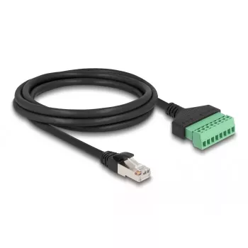 DeLOCK RJ45 kabelis Cat.6 spraudnis uz spaiļu bloku adapteri 2 m Melns Zaļš