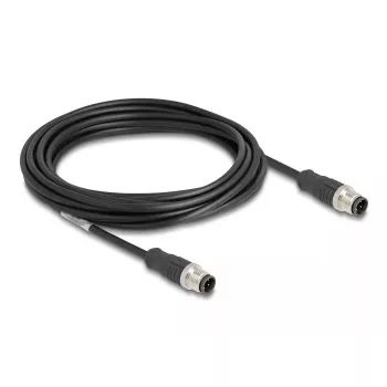 DeLOCK M12 kabelis D-kodēts 4-pin vīrišķais uz vīrišķo Cat5e 5 m Melns