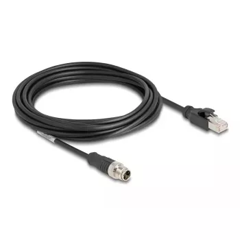 DeLOCK M12 kabelis X-kodēts 8 kontaktu vīrietis uz RJ45 vīrietis Cat5e 5 m Melns