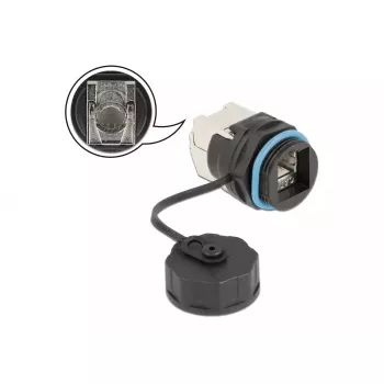 DELOCK vadu savienotājs RJ45 Cat.6A LSA taisns melns 29×43×29 mm