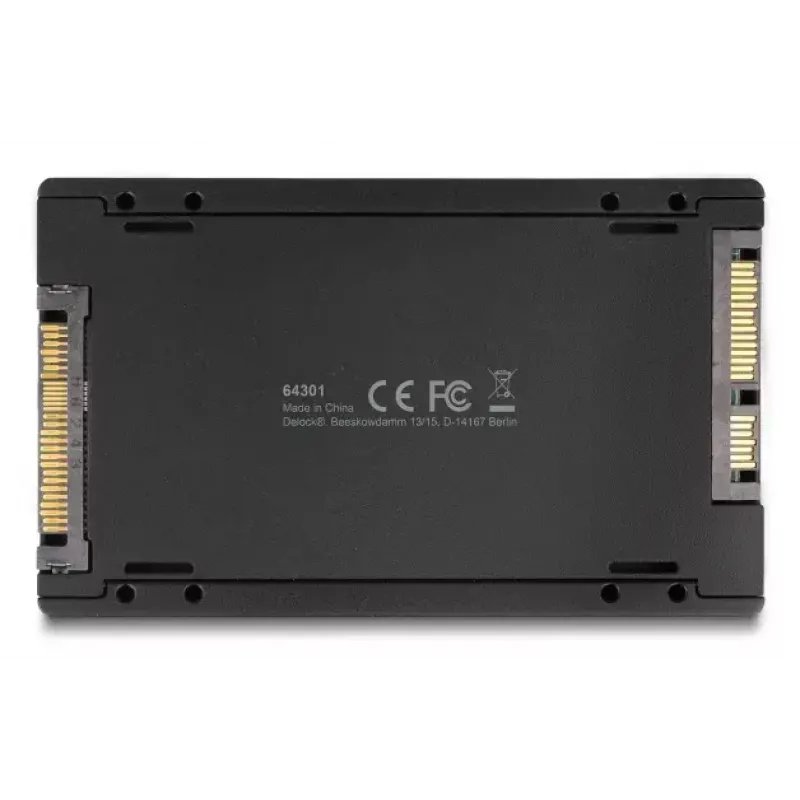 DELOCK interfeisa adapteris U.2 (SFF-8639) uz M.2 Key M NVMe SSD, 64301, melns, vīriešu savienotājs