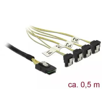 Iekšējais strāvas kabelis DeLOCK 85686 0.5 m Mini SAS SFF-8087 uz 4 SATA