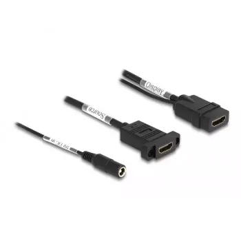 DeLOCK HDMI kabelis 4K 60 Hz ar līdzstrāvas pieslēgumu 2.1 x 5.5 mm 0.30 m paneļmontāžai