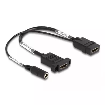 DeLOCK HDMI kabelis 4K 60 Hz ar līdzstrāvas pieslēgumu 2.1 x 5.5 mm 0.30 m paneļmontāžai