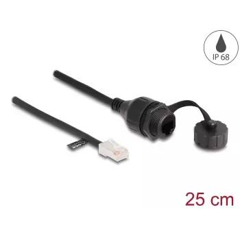 Tīkla kabelis DeLOCK 88012 RJ45 vīrietis uz RJ45 sieviete Cat5e 0,25m Melns