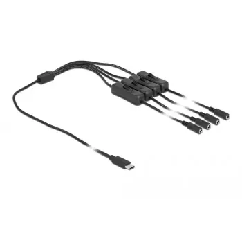 USB Type-C vīrišķais uz 4 x DC 5.5 x 2.1 mm sievišķo kabelis DeLOCK 86802