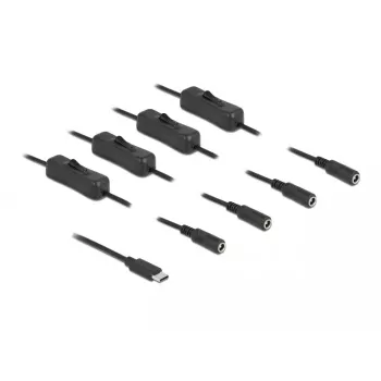 USB Type-C vīrišķais uz 4 x DC 5.5 x 2.1 mm sievišķo kabelis DeLOCK 86802