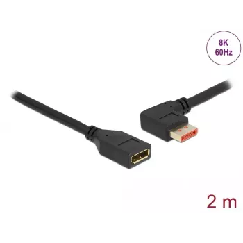 DeLOCK 87075 DisplayPort pagarinātāja kabelis 2m 90° pa kreisi leņķveida