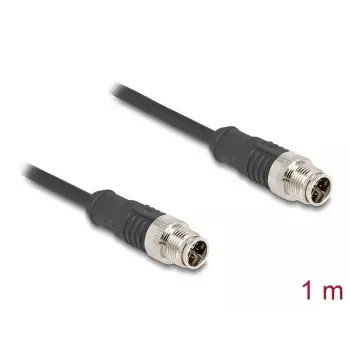 Tīkla kabelis DeLOCK M12 X-kodēts 8 kontaktu vīrišķais uz vīrišķo Cat5e 1 m Melns