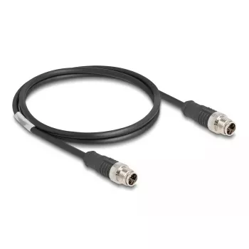 Tīkla kabelis DeLOCK M12 X-kodēts 8 kontaktu vīrišķais uz vīrišķo Cat5e 1 m Melns