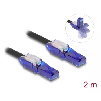 Tīkla kabelis DeLOCK 80927 RJ-45 Cat6 2 m Melns Violeta