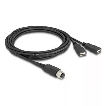 DeLOCK sensora/izpildmehānisma kabelis 2 m M12 2 x USB Type-A Melns 60291