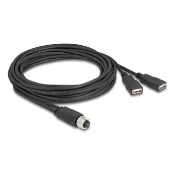 DeLOCK 60651 sensora/izpildmehānisma kabelis 3 m M12 2 x USB Type-A Melns