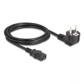 PC barošanas vads DELOCK 81326 — iezemēts CEE 7/7 (90°) uz IEC C13, 2 m, 3×0,75 mm², melns