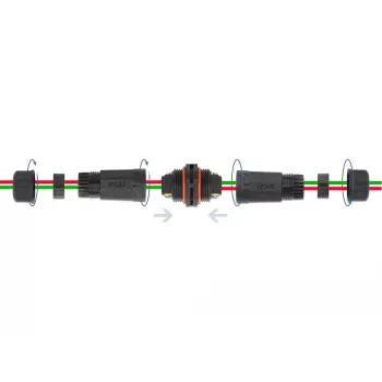 Elektriskais vadu savienotājs DELOCK 86912, taisns, 85–260 V, melns, 25 × 114 mm, 1 gab.