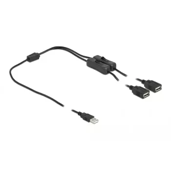 USB Type-A vīrišķais uz 2 x USB Type-A sievišķais ar slēdzi DeLOCK 86803